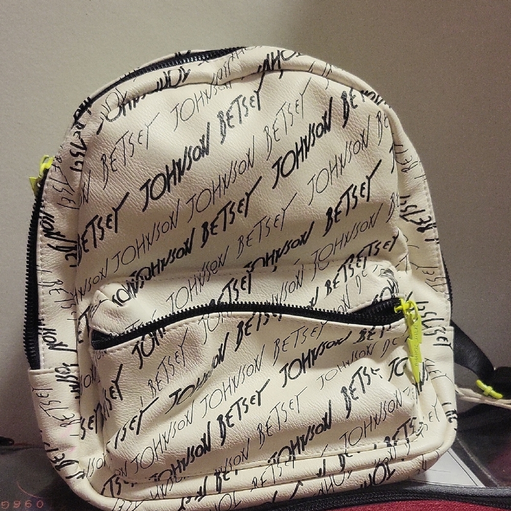 Betsey Johnson Cream Backpack with Signature Design
